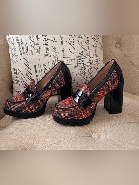 Betsey Johnson Shoes - Betsey Johnson Red and Black Glitter Platform Loafer Heels